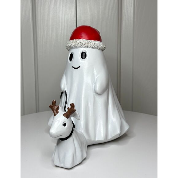 NEW Ghost W/ Santa Hat Walking Dog / Reindeer Halloween Christmas Viral TikTok - Picture 4 of 12